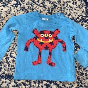 Mini boden 1.5-2yr monster appliqué long sleeve